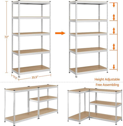 Topeakmart 5-Tier Utility Shelves, Metal Storage Shelves Garage Shelving Unit - Image 3