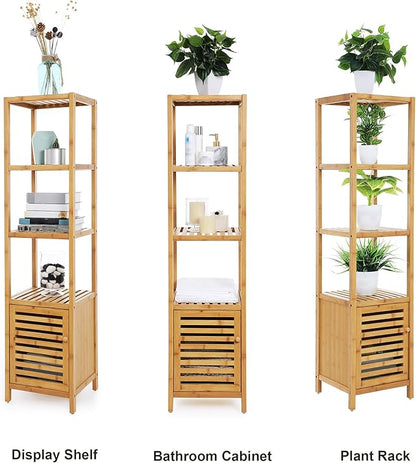 SONGMICS Bamboo Bathroom Storage Floor Cabinet, 4 Tiers Multifunctional Floor - Image 5