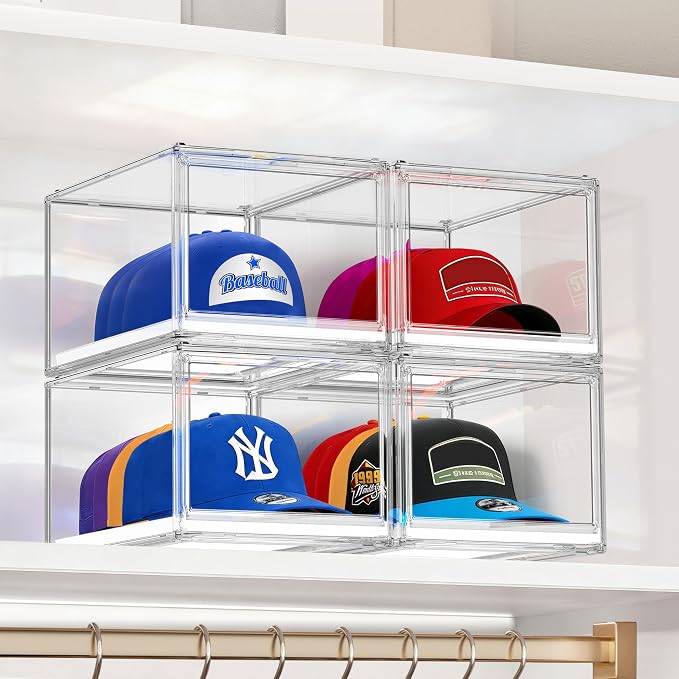 Hat Organizer for Baseball Caps, Large Clear Hats Holder Box Hat Storage - Image 9