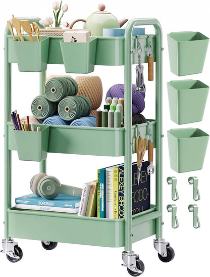 3 Tier Rolling Storage Cart Metal by Aofure