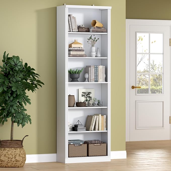 75" Tall Bookshelf, 6-Tier Floor Standing Bookcase by BORNOON