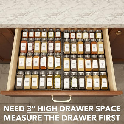 SpaceAid Bamboo Black Spice Drawer Organizer, Expandable 4 Tier Spices Rack - Image 4