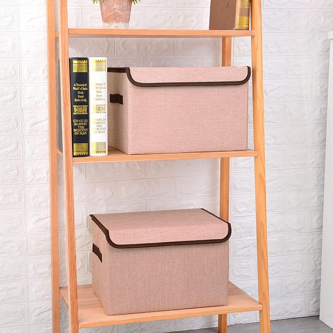 Linen Fabric Foldable Storage Cube Bin Organizer Basket - Image 3
