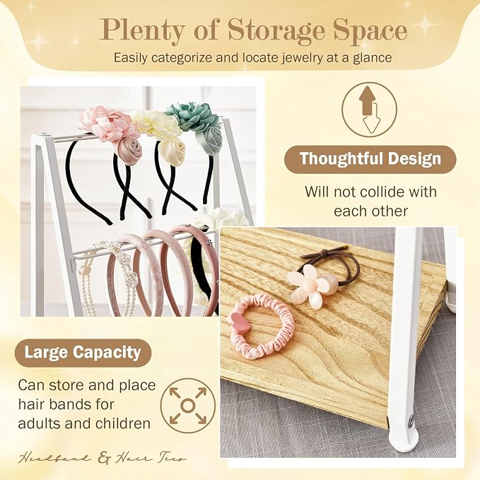 Headband Holder Organizer Metal 2-Tier Display Stand - Image 4