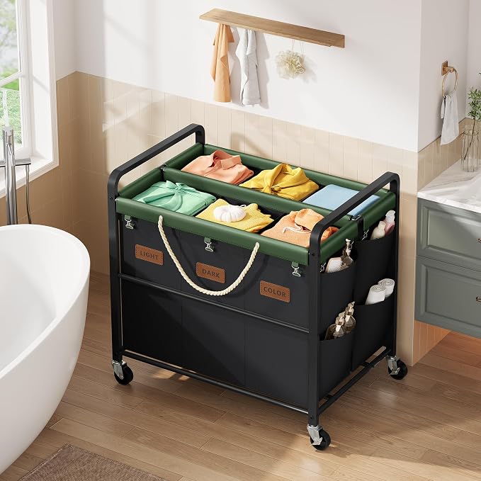 Tajsoon 350L Extra Large Laundry Sorter 6 Section, Heavy Duty Laundry Basket - Image 2