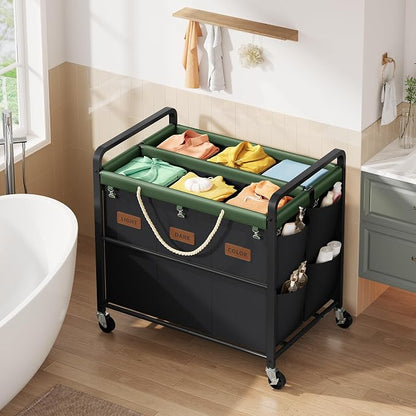 Tajsoon 350L Extra Large Laundry Sorter 6 Section, Heavy Duty Laundry Basket - Image 2