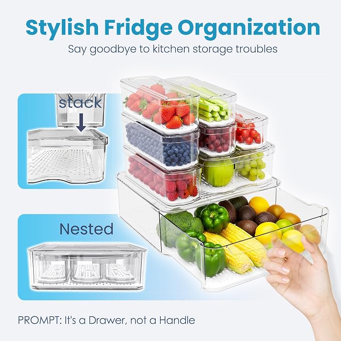 8 Pack Refrigerator Organizers and Storage, Stackable Storage Containers - Image 4