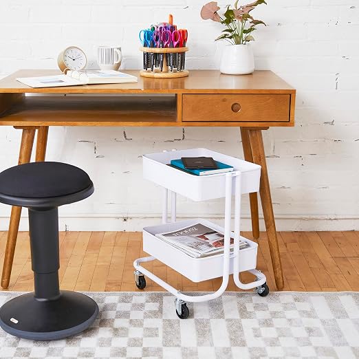 ECR4Kids 2-Tier Metal Rolling Utility Storage Cart - Image 9