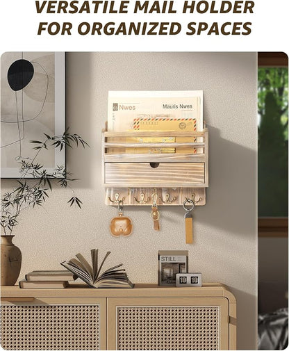 Rebee Vision Farmhouse Mail Organizer Wall Mount – Decorative Key and Mail - Image 4