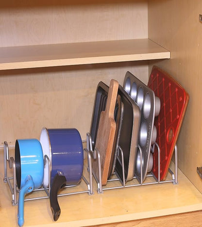 Simple Houseware 2PK Kitchen Cabinet Pan and Pot Lid Organizer Rack, Total 6 - Image 5