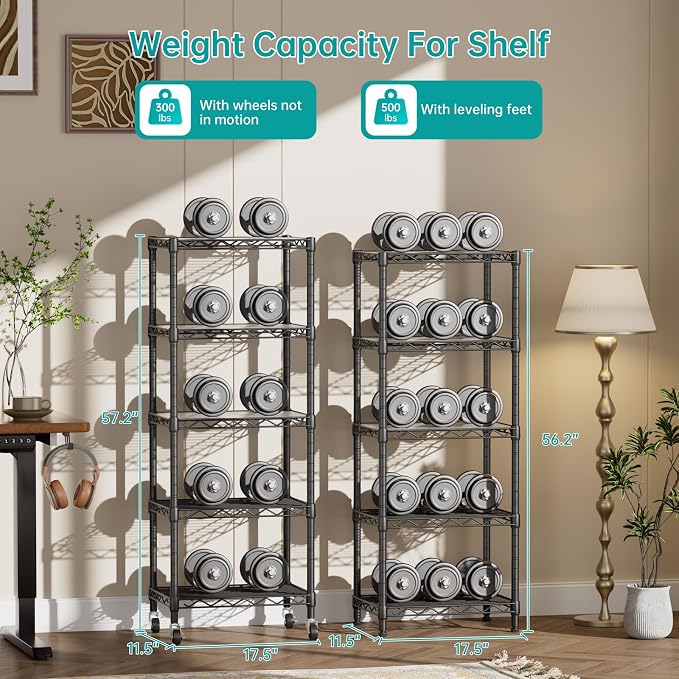 SINGAYE 5 Shelves Storage Shelf Wire Closet Bathroom Organizers Metal Pantry - Image 3