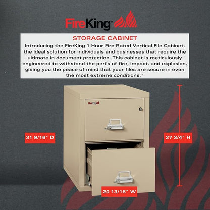 FireKing Vertical 2 Drawer Letter Fire Safe File Cabinet - Image 3