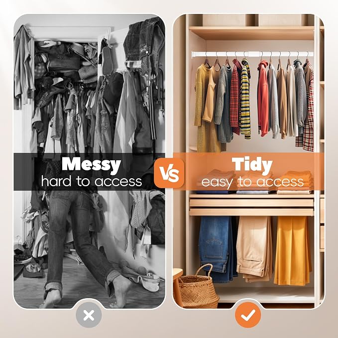 Heavy Duty Closet Rod 17-70 Inches, Adjustable, 1.1 Inches Diameter, Suitable - Image 3