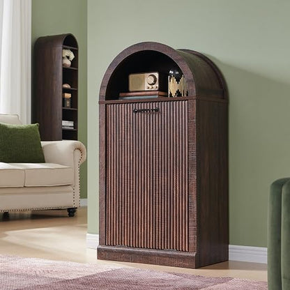 Arched Tilt-Out Trash Can Cabinet, Fluted 10 Gallon Trash Can Cabinet Set of 2 - Image 9