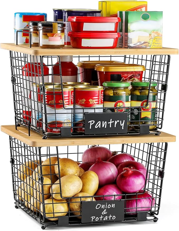 2 Set XXL Stackable Wire Basket - Image 7