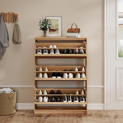 Shoe Cabinet with 3 Flip Drawers, 31.5" W Narrow Shoe Storage Cabinet - Image 8