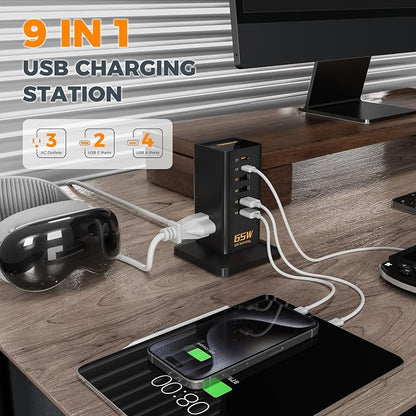 USB Charging Station for Multiple Devices 10Ft Cord, TESSAN 9-in-1 USB C - Image 6