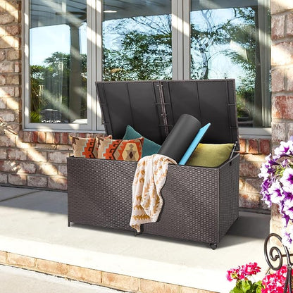 RELAX4LIFE 175-Gallon Outdoor Storage Box, Wicker Rattan Outside Storage - Image 9