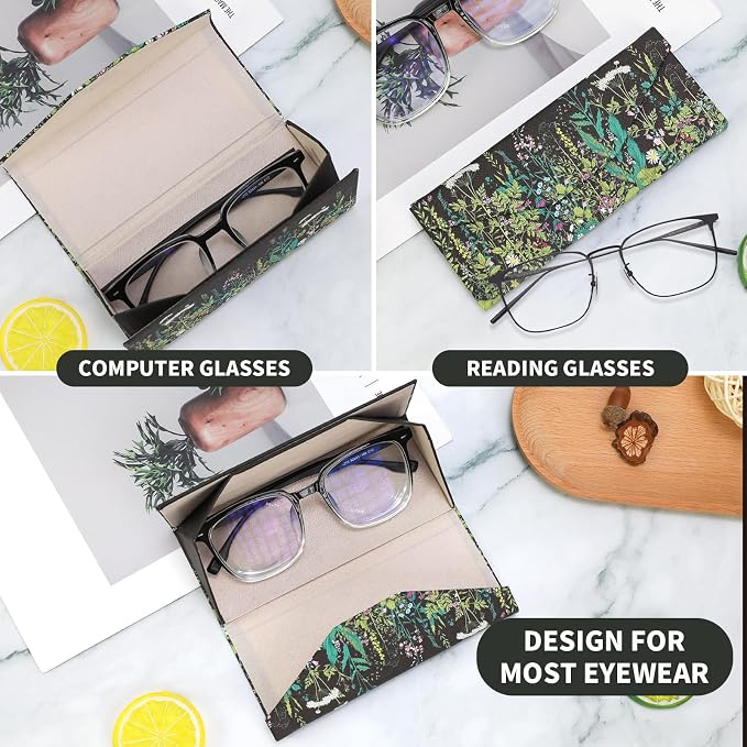 Foldable Glasses Case, Magnetic PU Leahter Sunglasses Case, Cute Hard Shell - Image 2