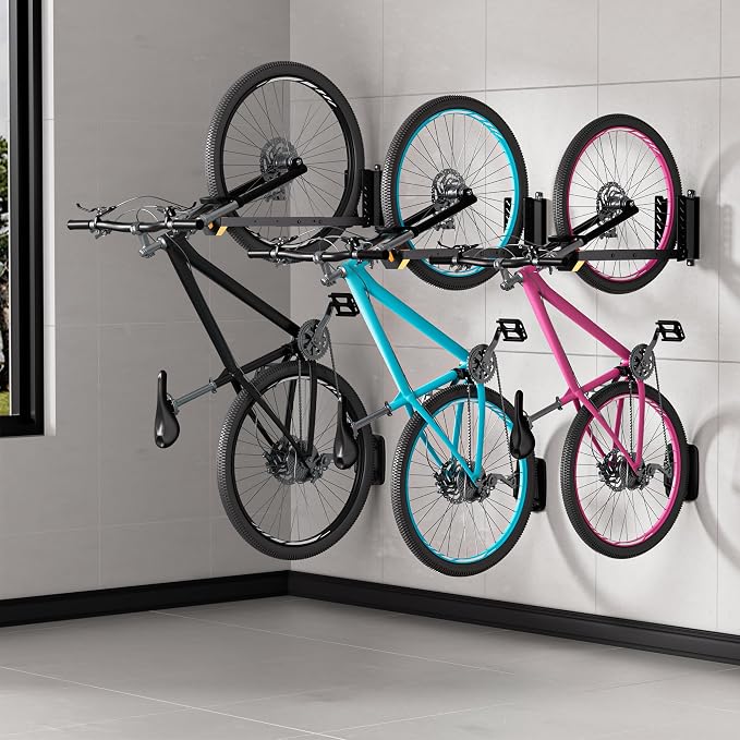 2 Pack Bike Wall Mount, Swivel Vertical No-Lift Bicycle Rack - Image 7