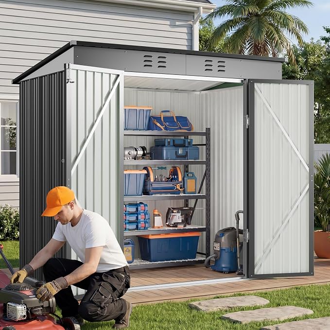 Gizoon 8' x 6' Outdoor Storage Shed, Lockable Doors and Ventilation - Image 4