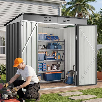 Gizoon 8' x 6' Outdoor Storage Shed, Lockable Doors and Ventilation - Image 4