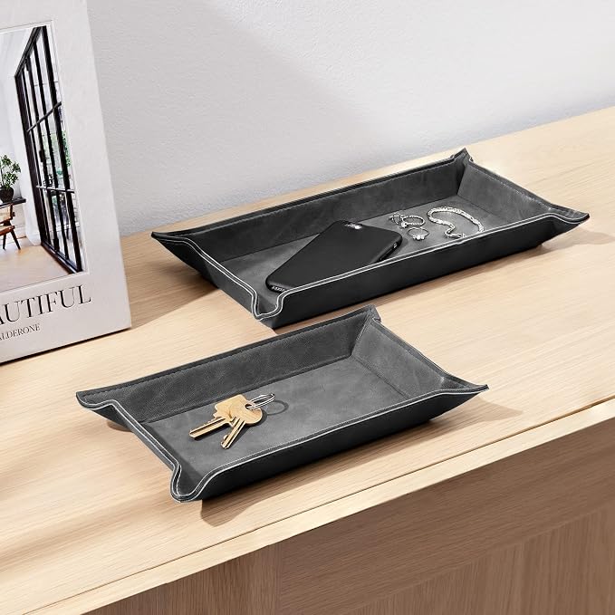 Navaris Faux Leather Valet Tray Set of 2 - Image 3