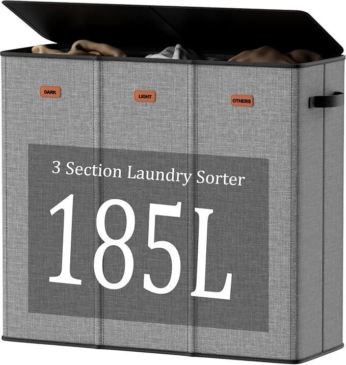 185L Laundry Hamper 3 Section by Fuonsyn