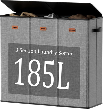 185L Laundry Hamper 3 Section by Fuonsyn