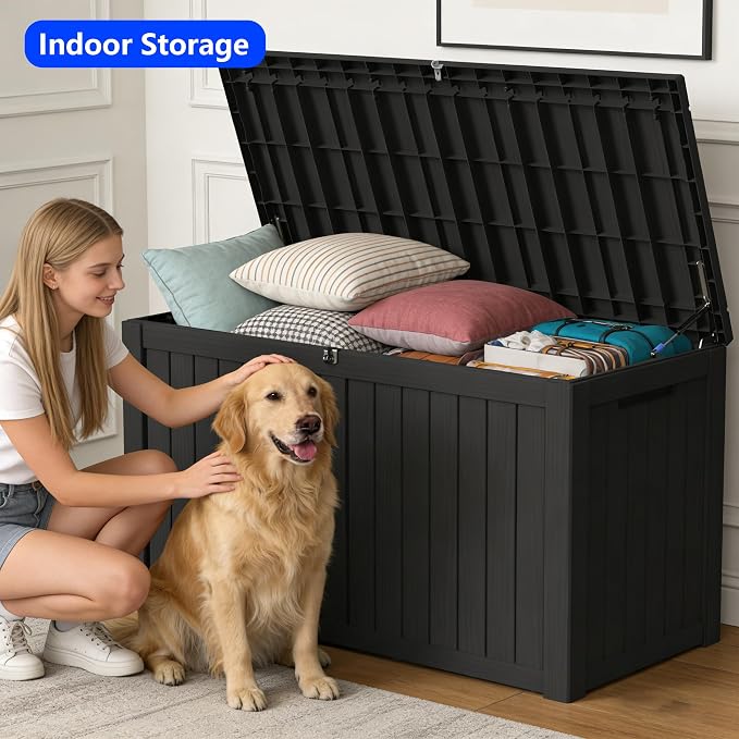 180 Gallon Outdoor Storage Box Resin Deck Box All Weather Waterproof Large - Image 8