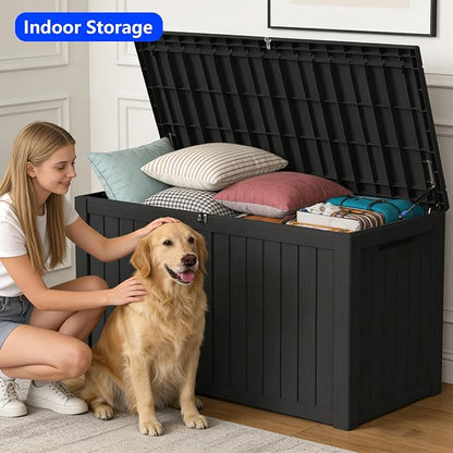 180 Gallon Outdoor Storage Box Resin Deck Box All Weather Waterproof Large - Image 8