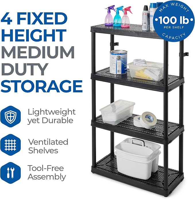 Gracious Living 4 Shelf Fixed Height Medium Duty Storage Unit 14 x 32 x 54.5 - Image 4