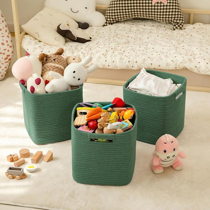 OIAHOMY Storage Cubes 11 Inch Storage Bins-3 Pack, Cotton Rope Woven Baskets - Image 2