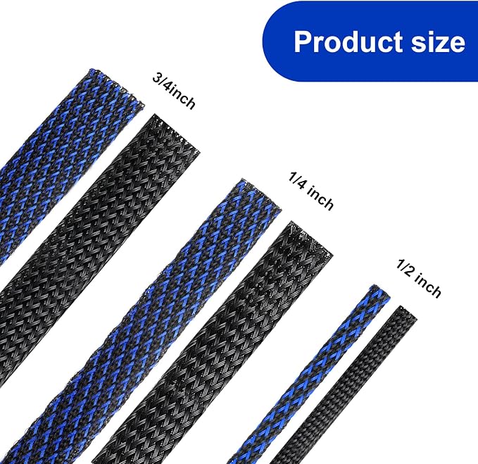Xuniea 96ft Wire Loom Braided Cable Sleeve Covers Cord Management - Image 2