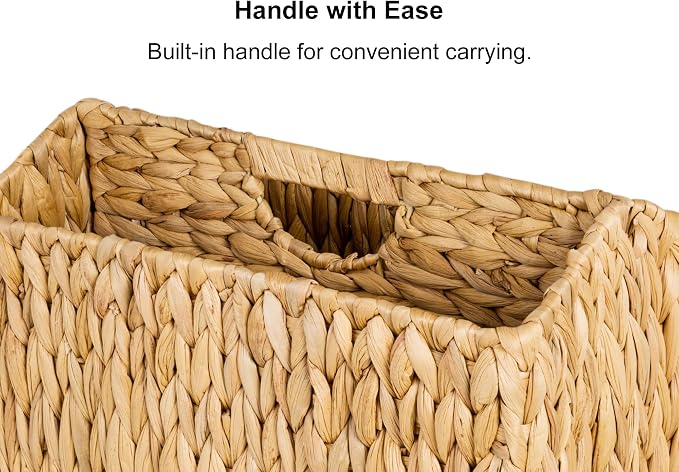 StorageWorks Hand-Woven Divided Magazine Basket, Rattan Magazine Holder - Image 3