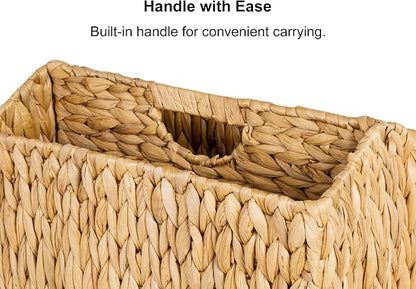 StorageWorks Hand-Woven Divided Magazine Basket, Rattan Magazine Holder - Image 3