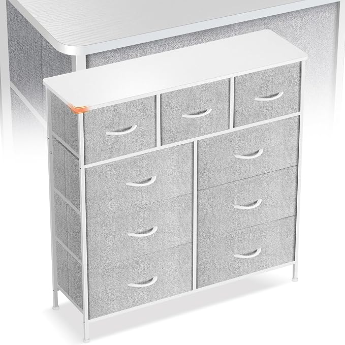 Curved Profile Dresser for Bedroom, Chest of Drawers, 9 Storage Drawers by Sonharlar