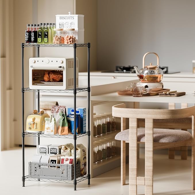 IZEUK 4 Tier Metal Wire Shelf Unit, Living Room or Laundry Room, 17.7" W x - Image 2
