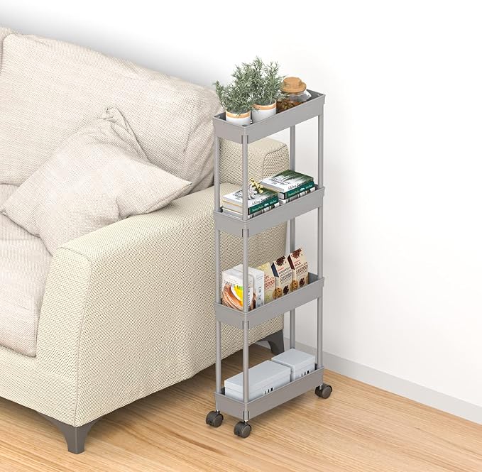 Sooyee 4 Tier Slim Storage Cart, Rolling Storage Cart, Narrow Shelf, Bathroom - Image 7