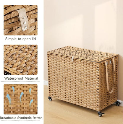 Laundry Hamper with Wheels, 52.8 Gallon Rolling Laundry Basket with Lid - Image 8