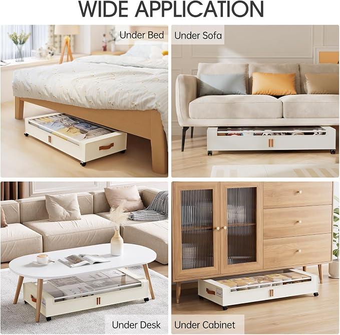 Yecaye Under Bed Storage with Wheels 2 Pack, 70L Larger Capacity Under Bed - Image 6