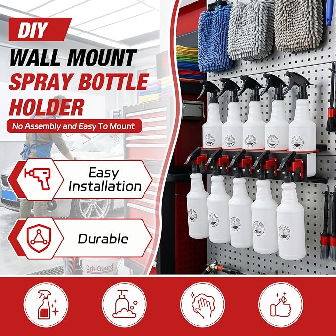 Marsui 4 Pack Spray Bottle Holder Wall Mount Detailing Bottle Organizer Spray - Image 6