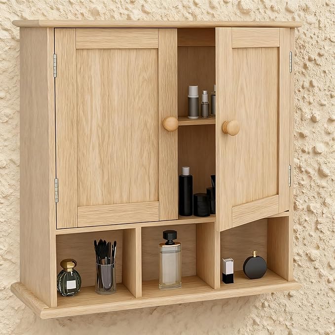 TaoHFE Natural Wooden Color Bathroom Wall Cabinet by TAOHFE