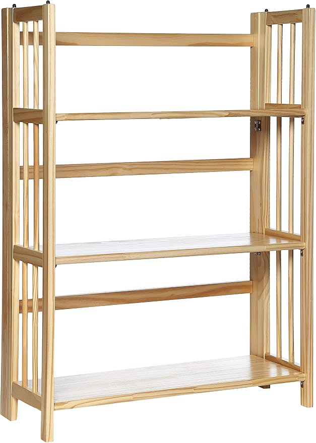 Casual Home 3-Shelf Folding Stackable Bookcase-Natural by CasualHome