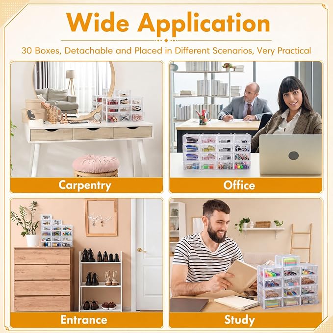 Novabright 30 Pcs Stackable Drawers Storage Plastic Drawers Small Parts Storage - Image 7