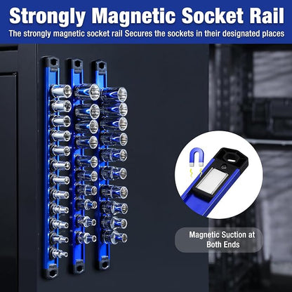WORKPRO Magnetic Socket Organizer, 1/2-Inch Drive Aluminum Alloy Socket Rail - Image 9