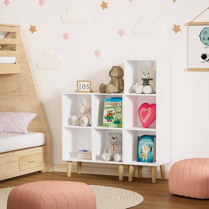 4 Cube Bookcase, Wooden Book Shelf Cube Storage Organizer - Image 9