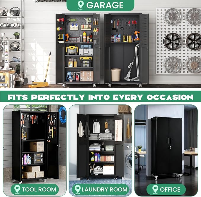 Rolling Tool Cabinet with Pegboard, Tool Room, Assembly Required - Image 7