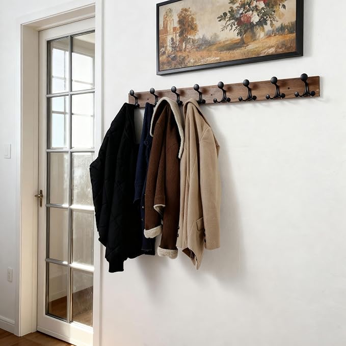 SKOLOO 43-Inch Wood Coat Rack Wall Mount - Image 2