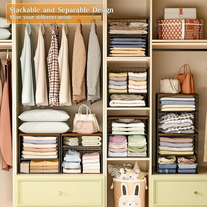 Huxitocan 4-Tier Stackable Closet Organizers and Storage Shelves, Closet - Image 7